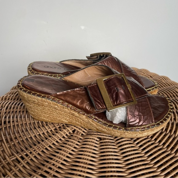 Andre Assous crossed straps Espadrilles wedges sandals size eu 38 usa 7.5 - Picture 2 of 15